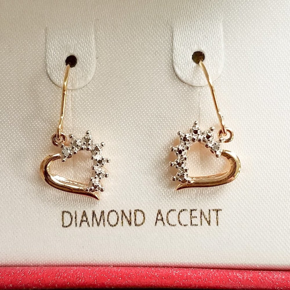 New in Box Diamond Accent Heart Earrings